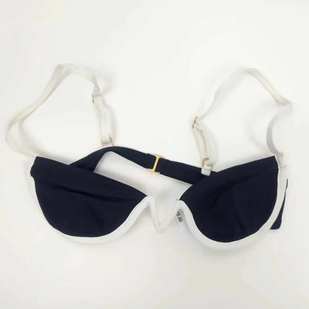 L*Space Nico Bikini Top in Black Cream Size Small Underwire Structured NWT